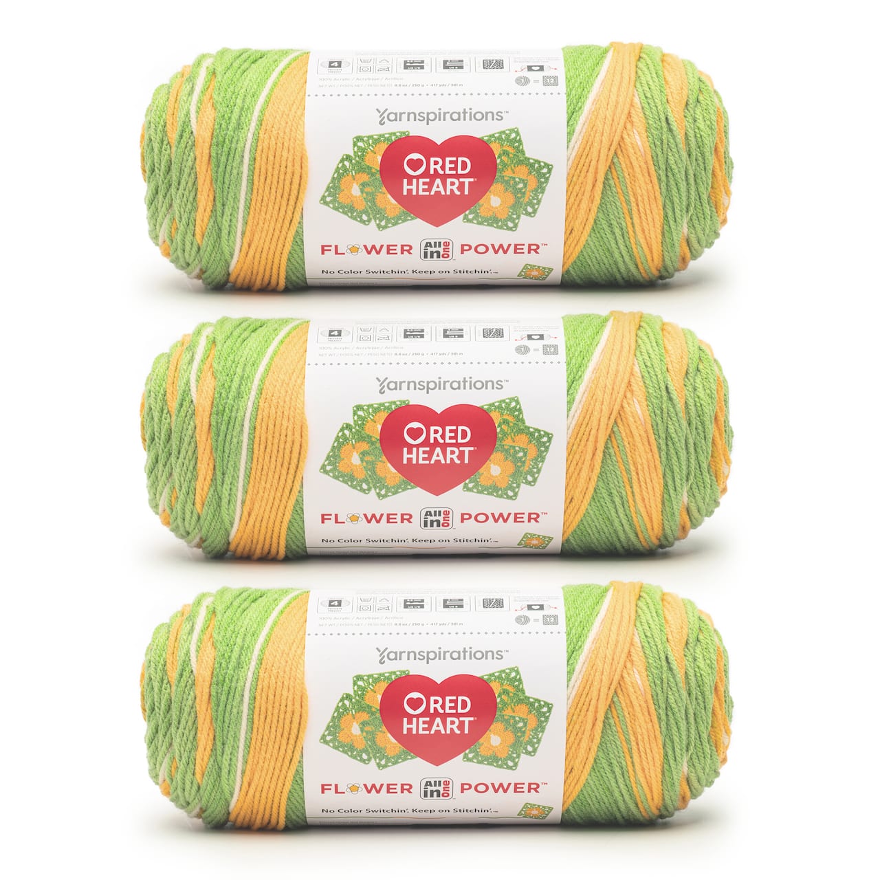 3 Pack Red Heart® All In One Flower Power™ Yarn